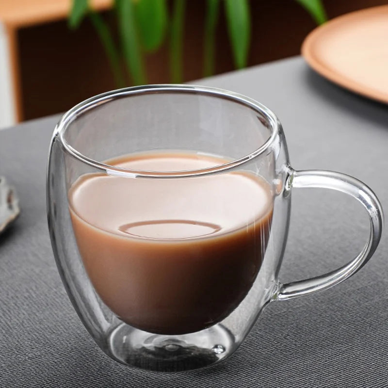 150/250/350/450ml Double Wall Coffee Mugs High Borosilicate Glass Heat Resistant Milk Juice Water Cup Espresso Shot Glasses