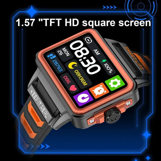 Hip-Hop-Fashion-Persönlichkeit Smartwatch 1,57 Zoll HD-Bildschirm 24h Kontinuierliche Herzfrequenz Schlafmonitor Spiel Wasserdichte Smartwatch