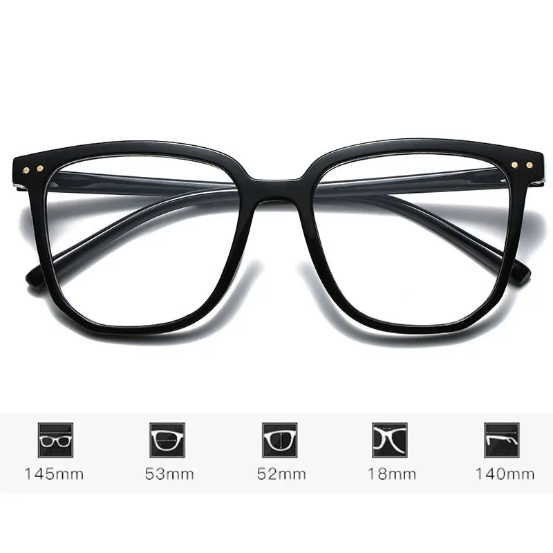 Lunettes de myopie élégantes à monture transparente pour femmes et hommes, anti-lumière bleue, carrées, avec dioptrie négative, monture optique