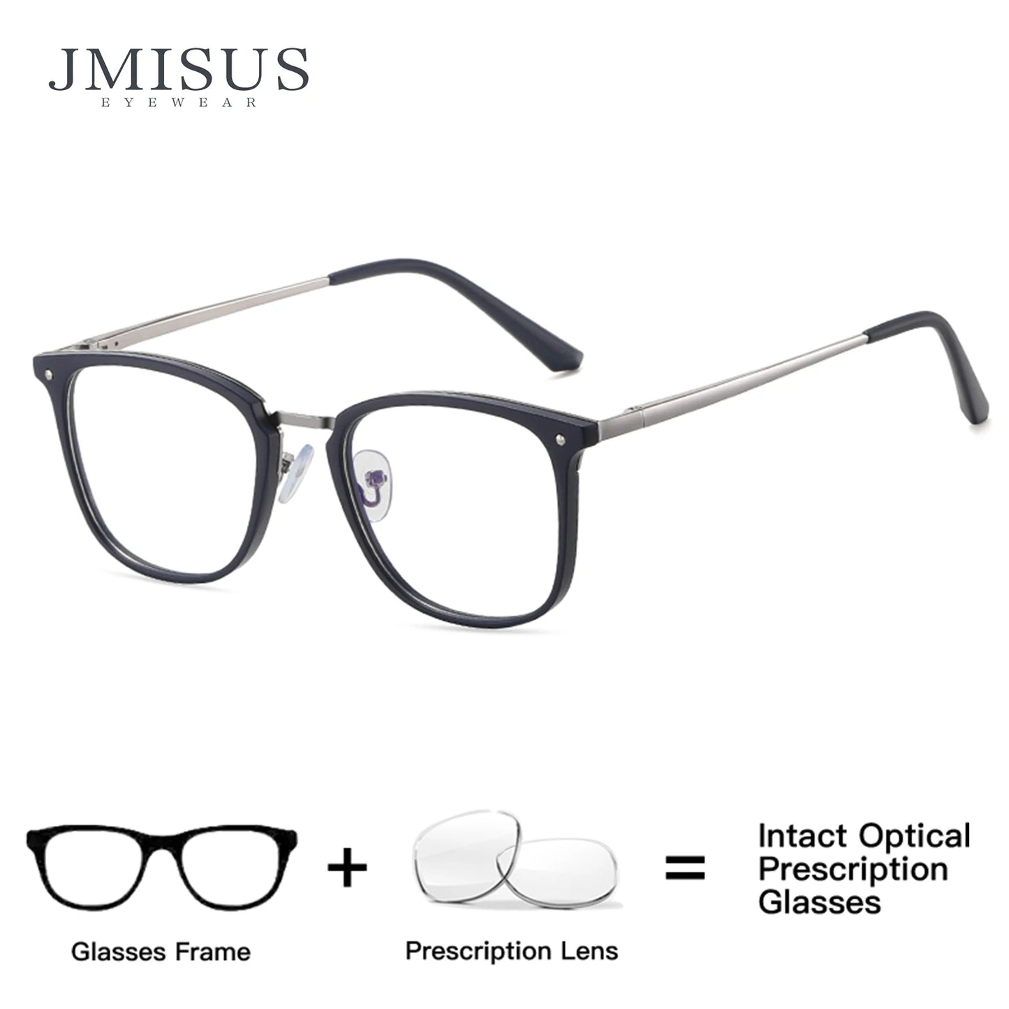 JMISUS Fashion Square Progressive Gleitsichtbrille Herren Damen Photochrome Optische Brille Mehrstärken-Gläser zum Lesen und für den Computer