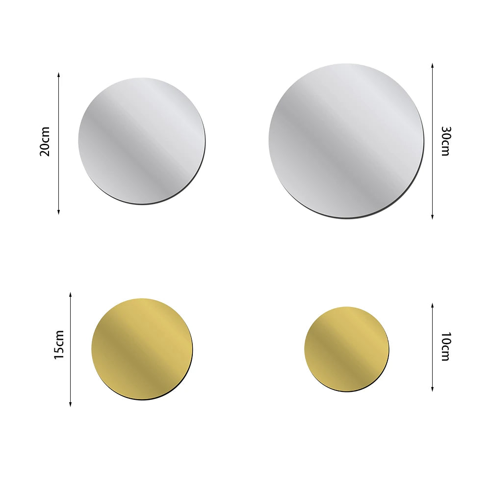 Acrylic Mirror Stickers Self Adhesive Wall Decor Stickers Decorative Small Circle Mirror Decals for Hallway Wall Decor