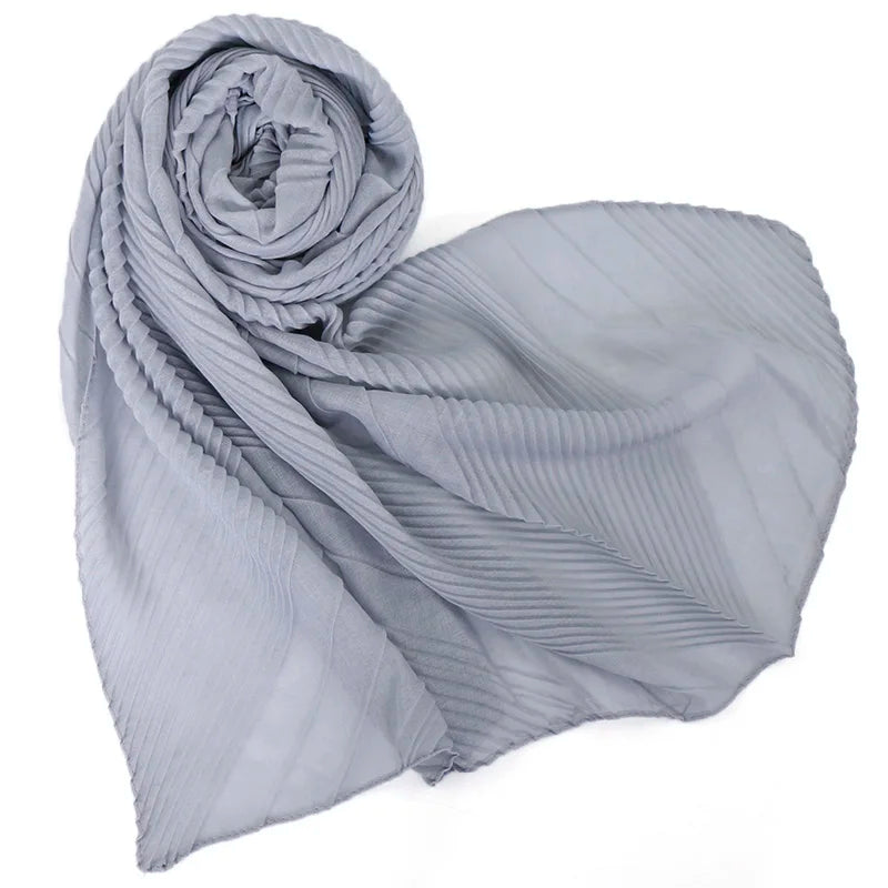 Grand Foulard en Coton Plissé Froncé Hijabs pour Femmes Voile Musulman Turban Écharpe Froncée Châle Foulards Islamique Foulard Femme Hijab