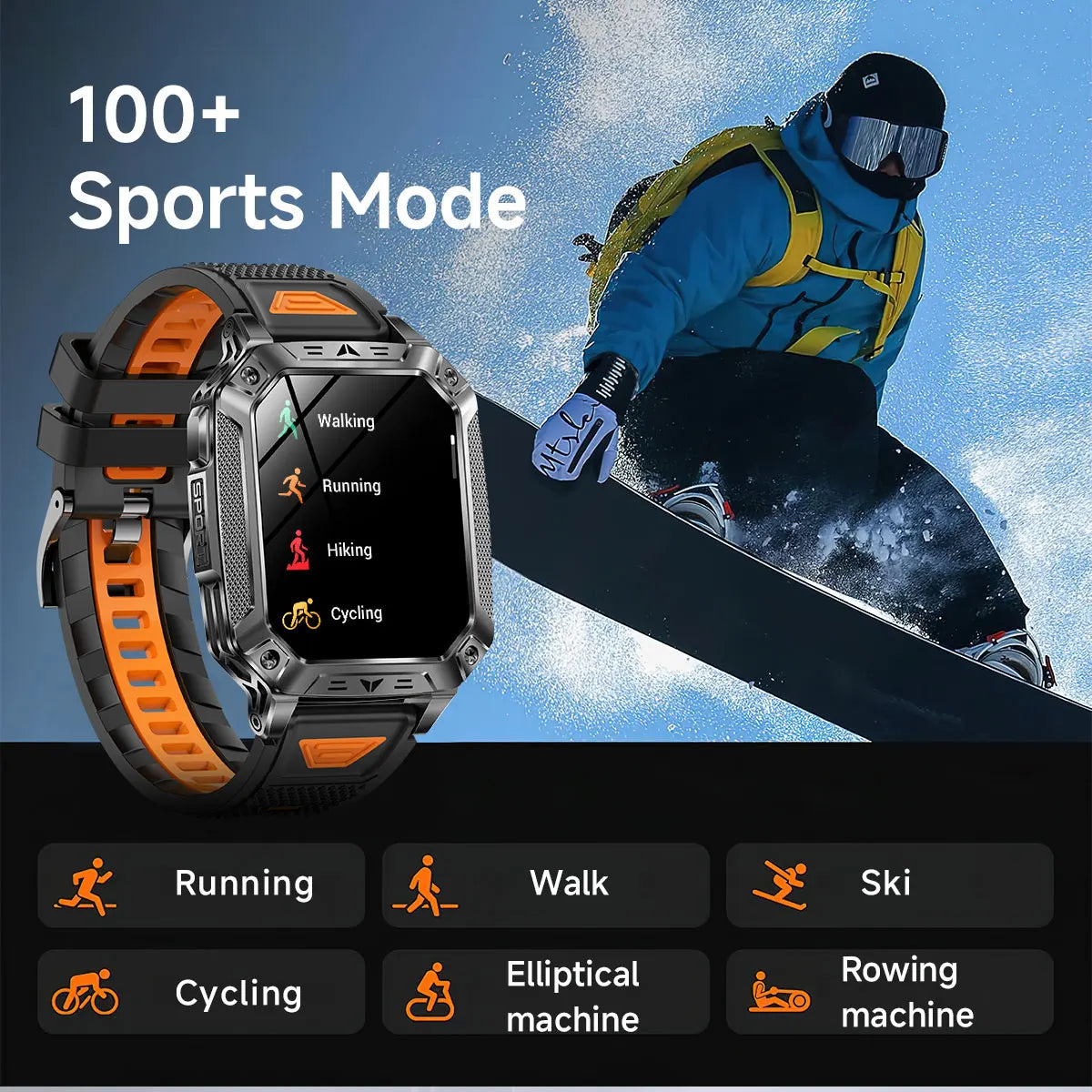 Montre connectée homme 2026 avec batterie ultra-large intégrée de 1400 mAh, GPS extérieur, écran AMOLED de 2,01", étanche 10 ATM, appel BT
