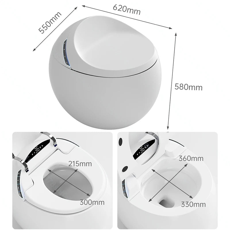 D132 Bidet de toilettes intelligentes avec chasse d'eau automatique Siège chauffant Pulvérisateur d'eau chaude Désodorisant Séchoir à air Télécommande Affichage LED intelligent