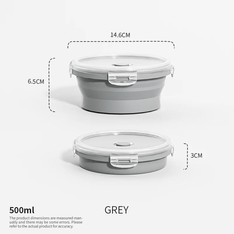 Boîtes de Conservation Alimentaire Pliables Boîte à Repas en Silicone avec Couvercle Bols Alimentaires Boîte à Repas Empilable pour Cuisine et Congélateur