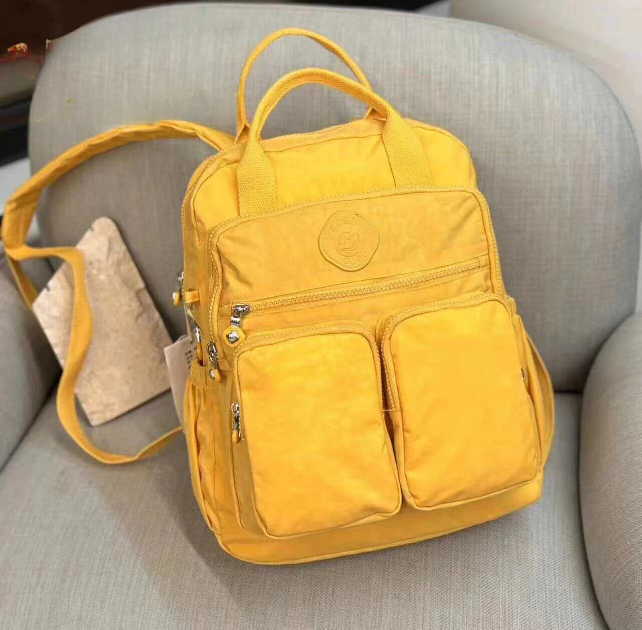 Fashion Multi-pocket Woman's Backpack Soft Handle Solid Color Nylon Travel Backpack Lightweight Casual School Backpacks