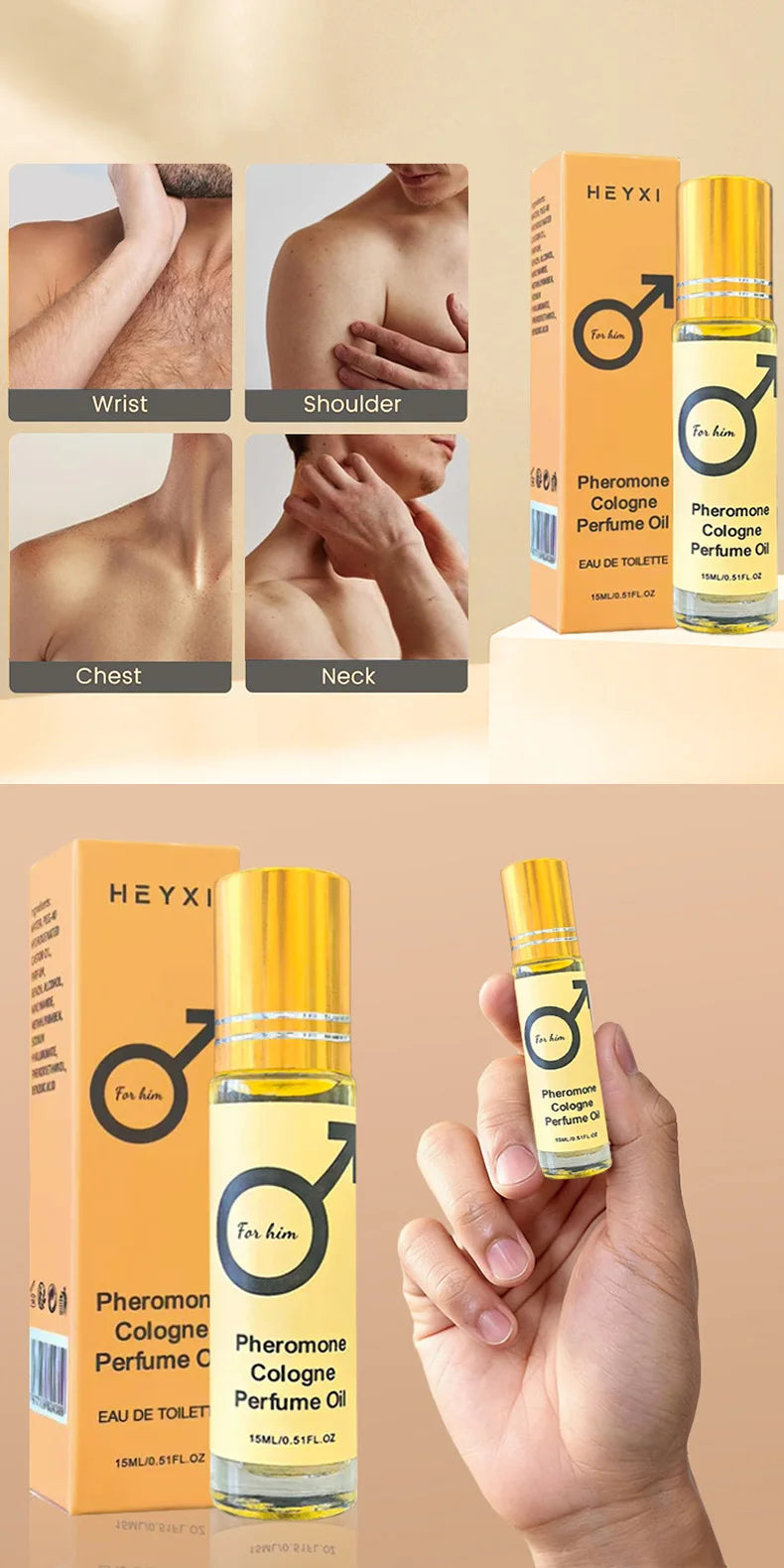 Pheromon-Kölnischwasser-Parfümöl, langanhaltender Duft für Männer und Frauen, tragbar für unterwegs, Parfüm für romantische Atmosphäre
