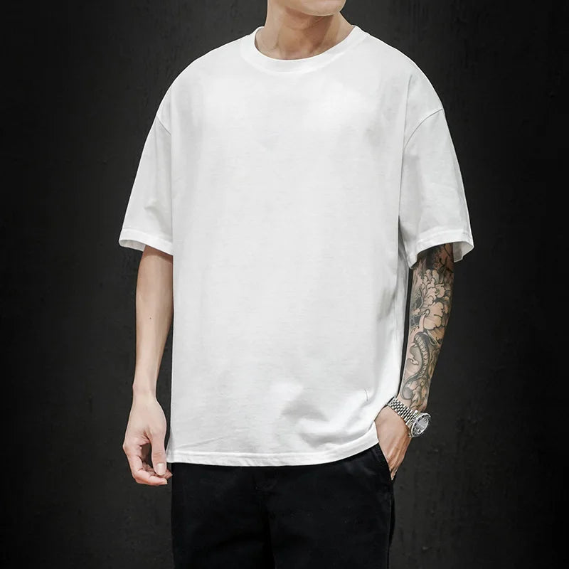LEGIBLE 2025 Sommer Herren T-Shirt Lässiges lockeres Baumwoll-Kurzarm-T-Shirt Herren Oberteil T-Shirt Herren