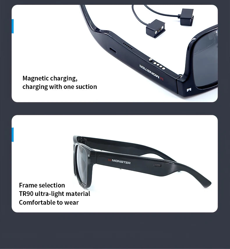 Monster Glasses Headset Wireless Bluetooth 5.0 Sunglasses Outdoor Sport earphone Calling Music Eyeglasses
