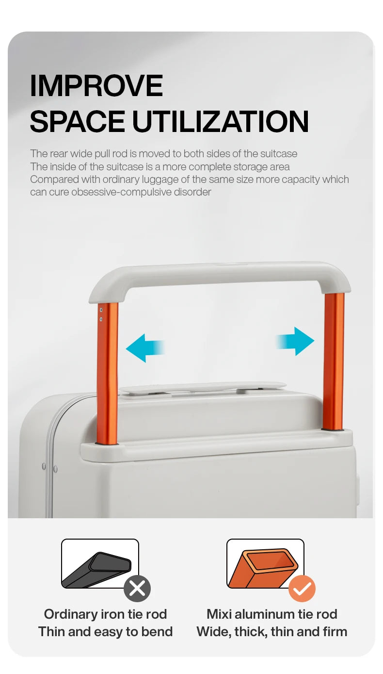 Mixi New Design Wide Handle Koffer Herren Handgepäck Damen Reise Trolley 20 Zoll Kabine PC Aluminiumrahmen M9275