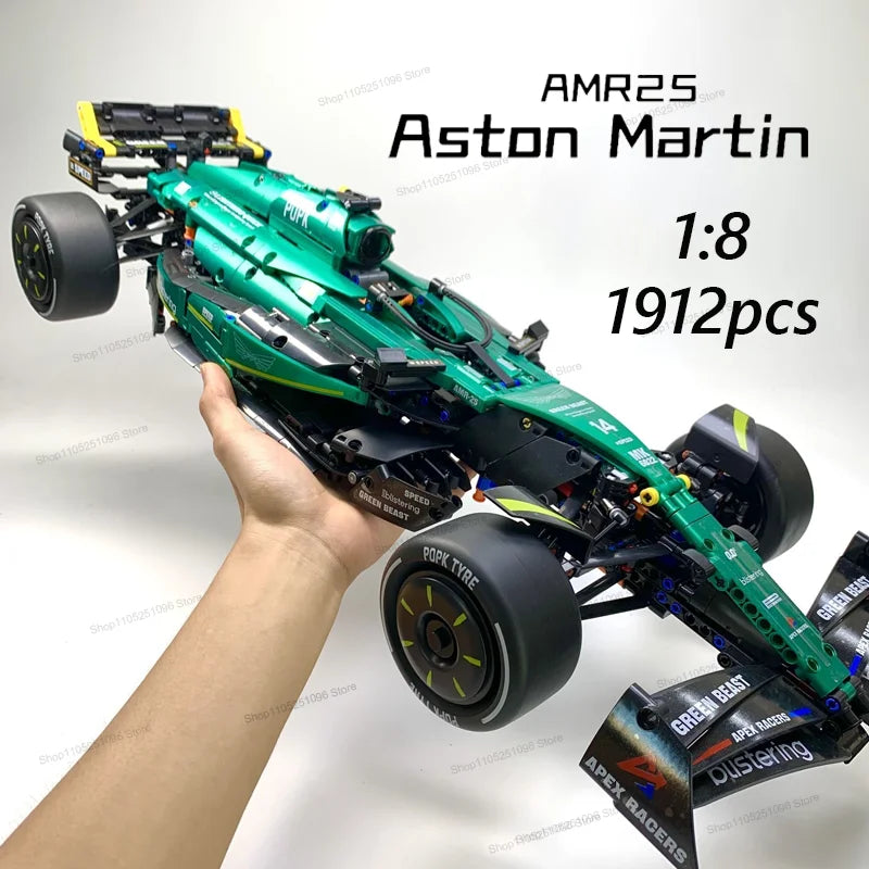 MK6022 1912PCS 1:8 New Technic Martin Aramco AMR25 Building Blocks MOC F1 Car DIY Assembly Model Set Toys Gifts for Boys Kids