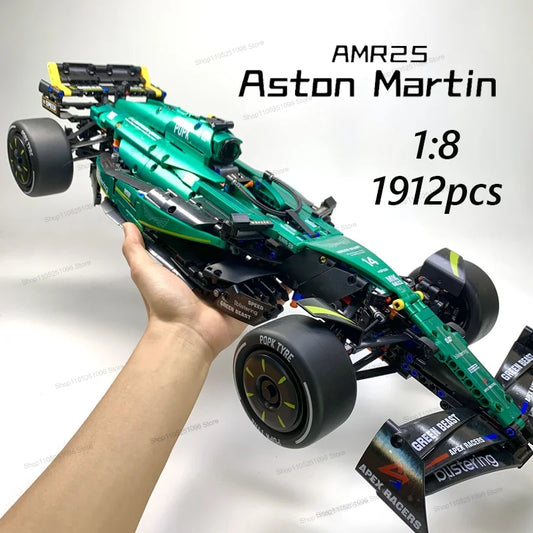 MK6022 1912PCS 1:8 New Technic Martin Aramco AMR25 Building Blocks MOC F1 Car DIY Assembly Model Set Toys Gifts for Boys Kids