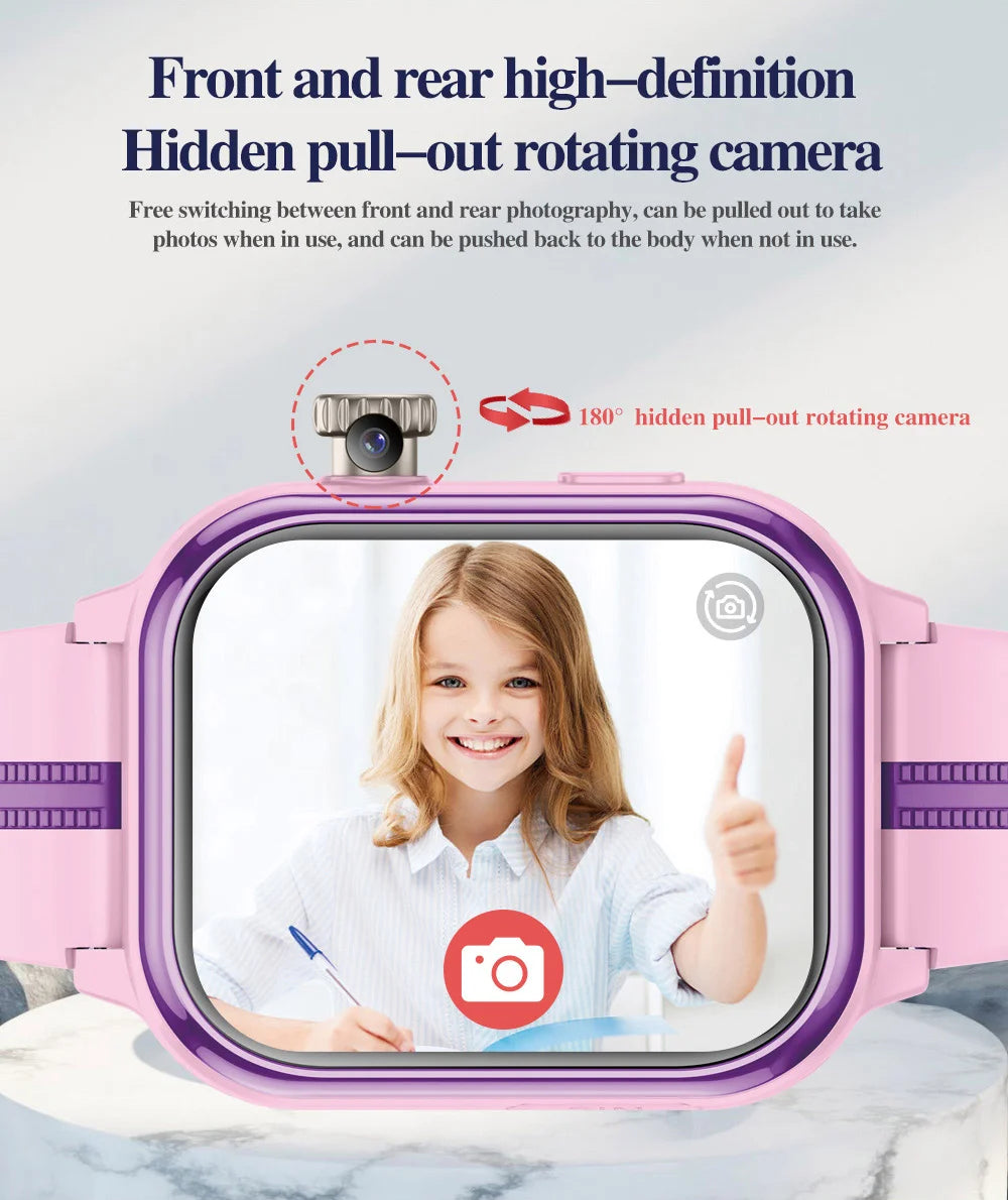 Wonlex KT39 4G Kinder-GPS-Smartwatch mit rotierender Kamera GPS-Echtzeit-Standort-Tracker 1+16GB Videoanruf Kinder-Smartwatch