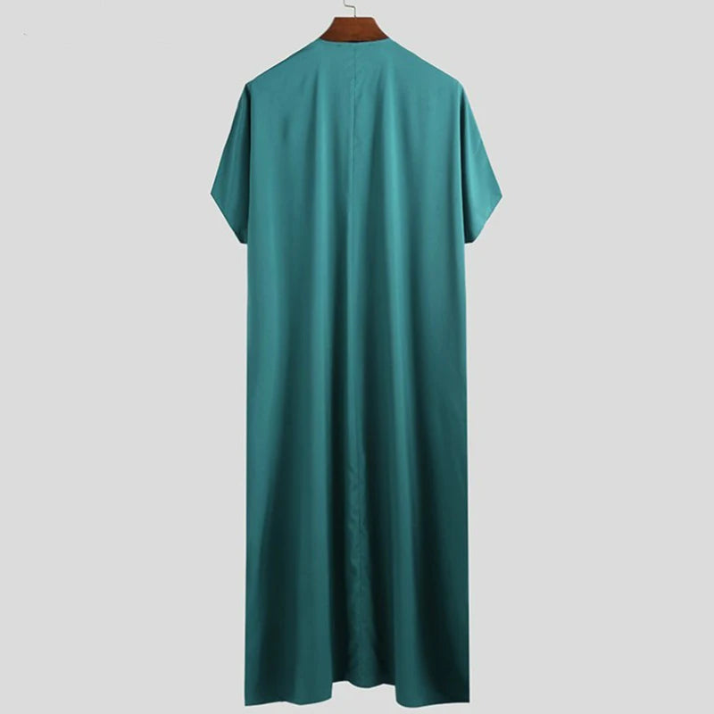 Robe musulmane à manches courtes pour hommes, caftan, vêtements musulmans amples décontractés, vêtements islamiques arabes d'été, caftan, pays du Moyen-Orient