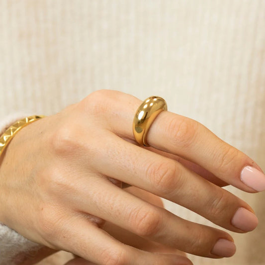 SUNIBI Stainless Steel Ring for Women Gold Color Smooth Curved Geometry Couple Anniversary Fashion Rings Jewelry Wholesale