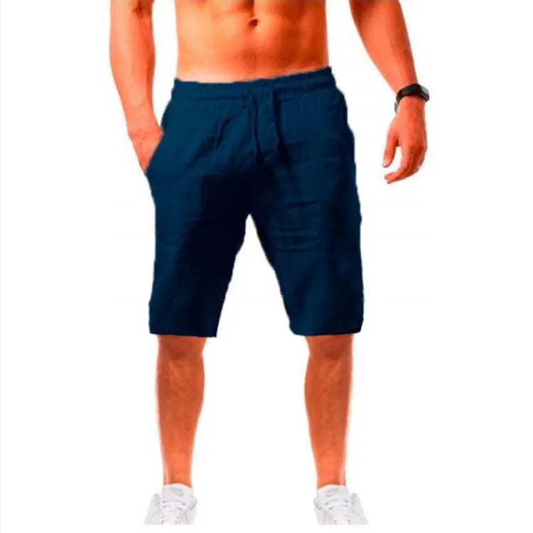 Pantalon Homme en Coton et Lin, Jogging Décontracté, Couleur Unie, Taille Élastique, Coupe Droite et Ample, Sport, Course, Grandes Tailles pour Homme