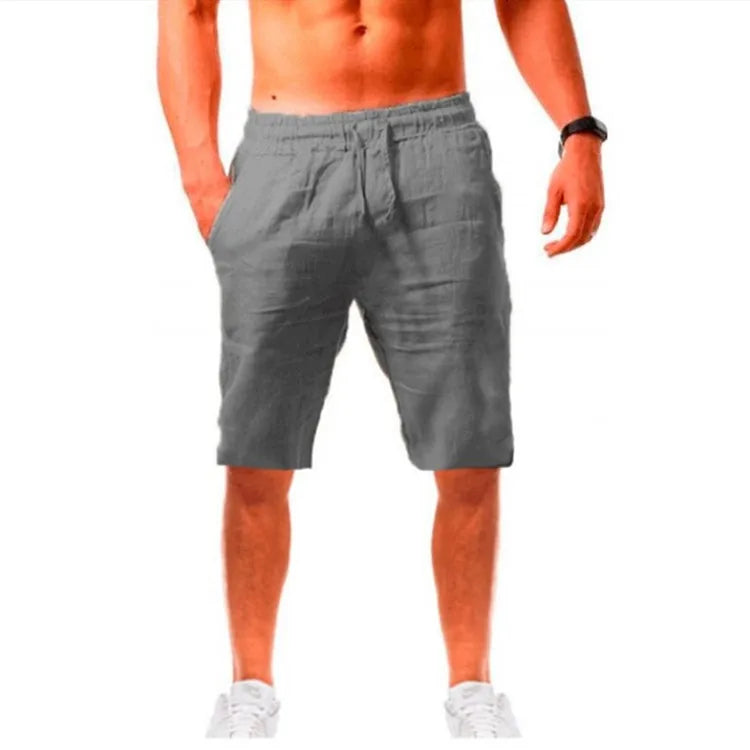 Pantalon Homme en Coton et Lin, Jogging Décontracté, Couleur Unie, Taille Élastique, Coupe Droite et Ample, Sport, Course, Grandes Tailles pour Homme
