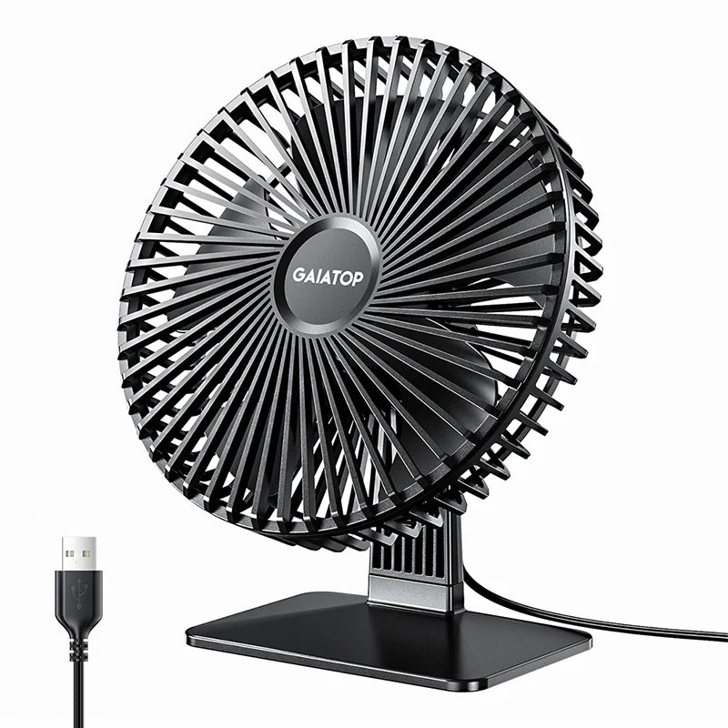 GAIATOP Schreibtischventilator Tragbarer USB Ventilator 90° Verstellbarer Kühlventilator Leise 3-Stufen-Einstellung Ultra Leise Geeignet für Zuhause, Schreibtisch, Büro