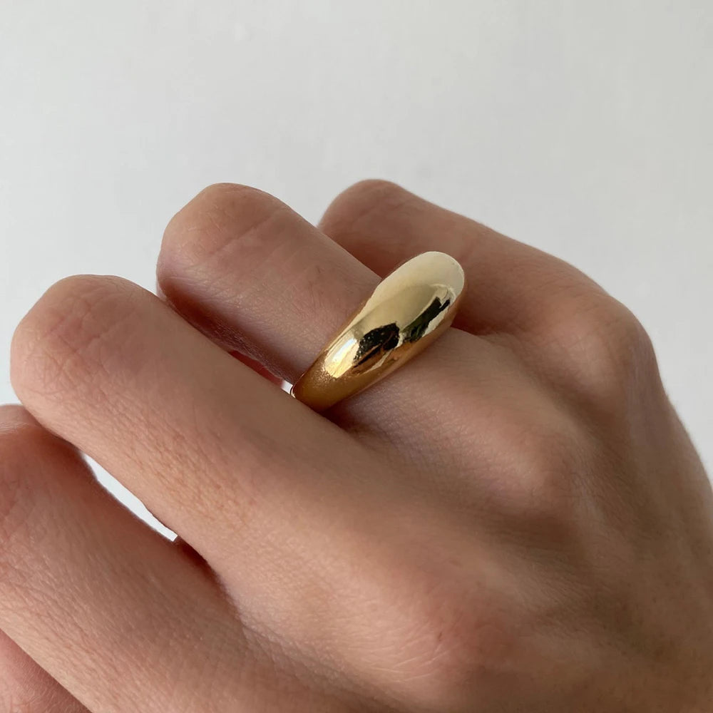 Bague en acier inoxydable SUNIBI pour femmes, couleur or, lisse, géométrie incurvée, couple, anniversaire, mode, bijoux en gros