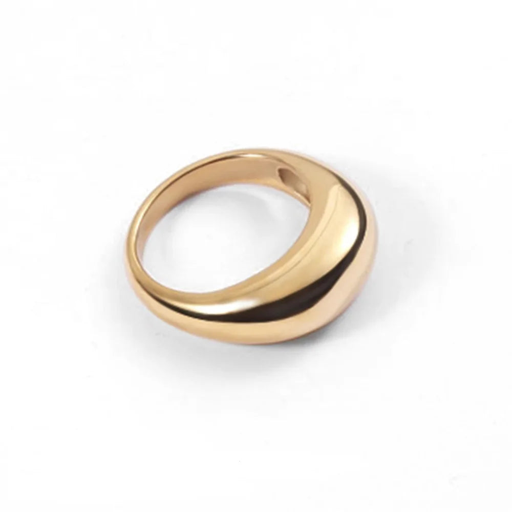 Bague en acier inoxydable SUNIBI pour femmes, couleur or, lisse, géométrie incurvée, couple, anniversaire, mode, bijoux en gros