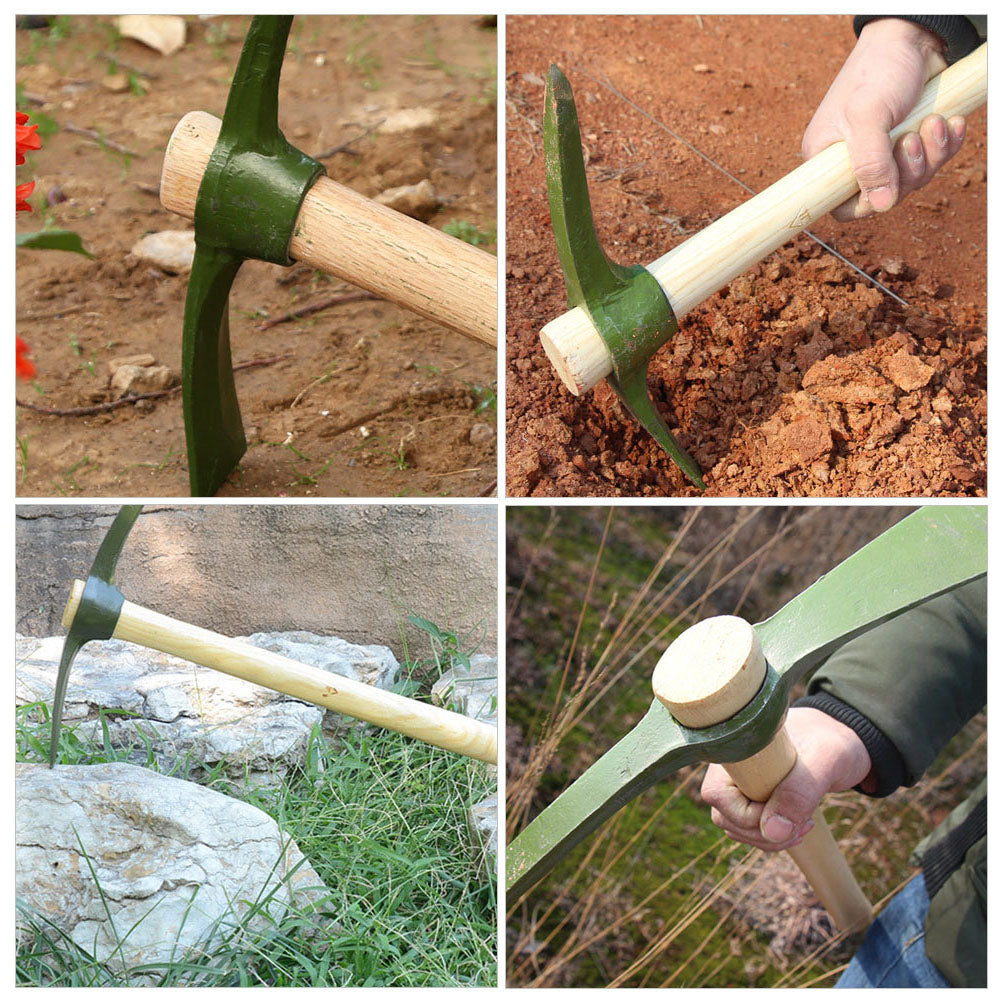 Steel Garden Steel Hollow Hoe Household Pickaxe Convenient Gardening Tool Multifunctional Pickaxe Wood Handle Farming Tool