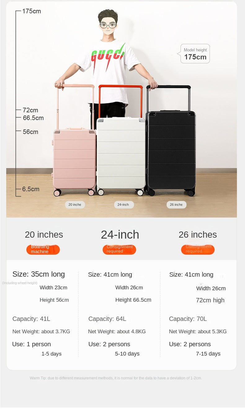 COLENARA Gepäck Neu 20"24" Herren Aluminiumrahmen Boarding Box Damen ABS + PC Trolley Koffer "26 Zoll Handgepäck Reisekoffer