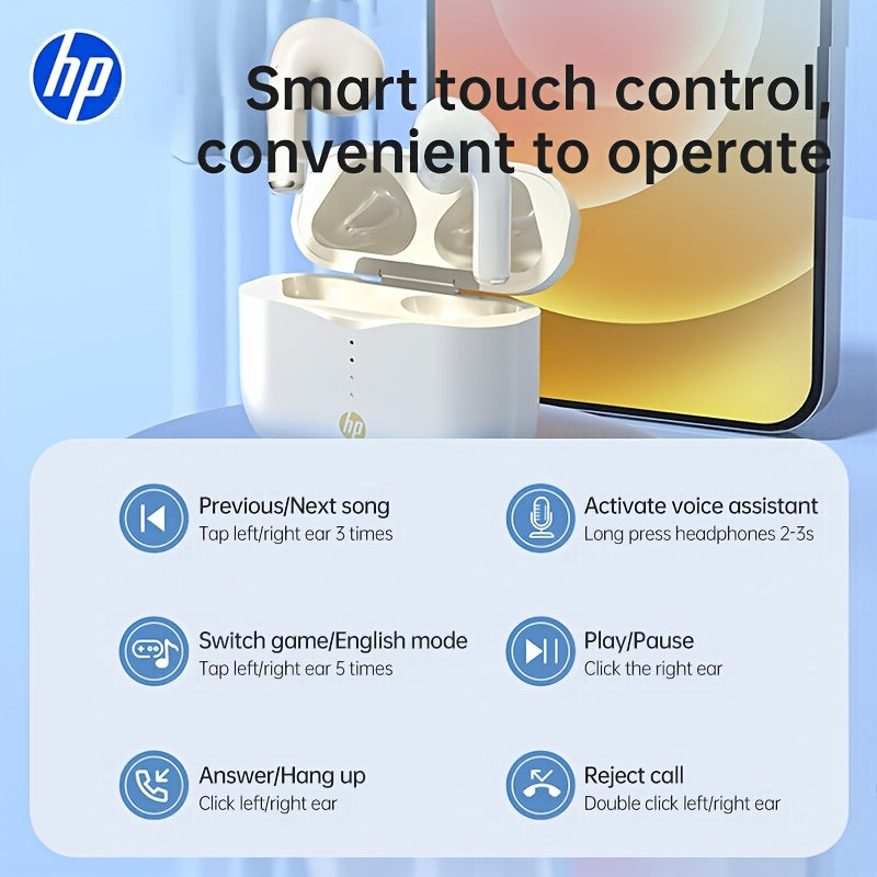 HP Wireless Earbuds Offer a Long 30-Hour Standby Time, Feature Noise Reduction, And Provide a Comfortable Fit for Everyone. They Include Touch Controls And Deliver High-Fidelity Sound with Crystal-Clear Calls