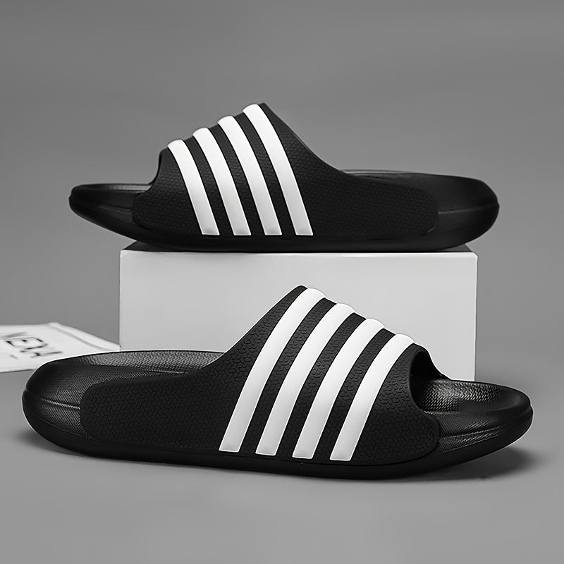Modische offene Plateau-Pantoletten für Herren, gestreift, bequemes EVA-Material, 5 cm dicke Sohle, ultraweiche Laufsohle, Unisex-Paar-Stil, rutschfest und verschleißfest