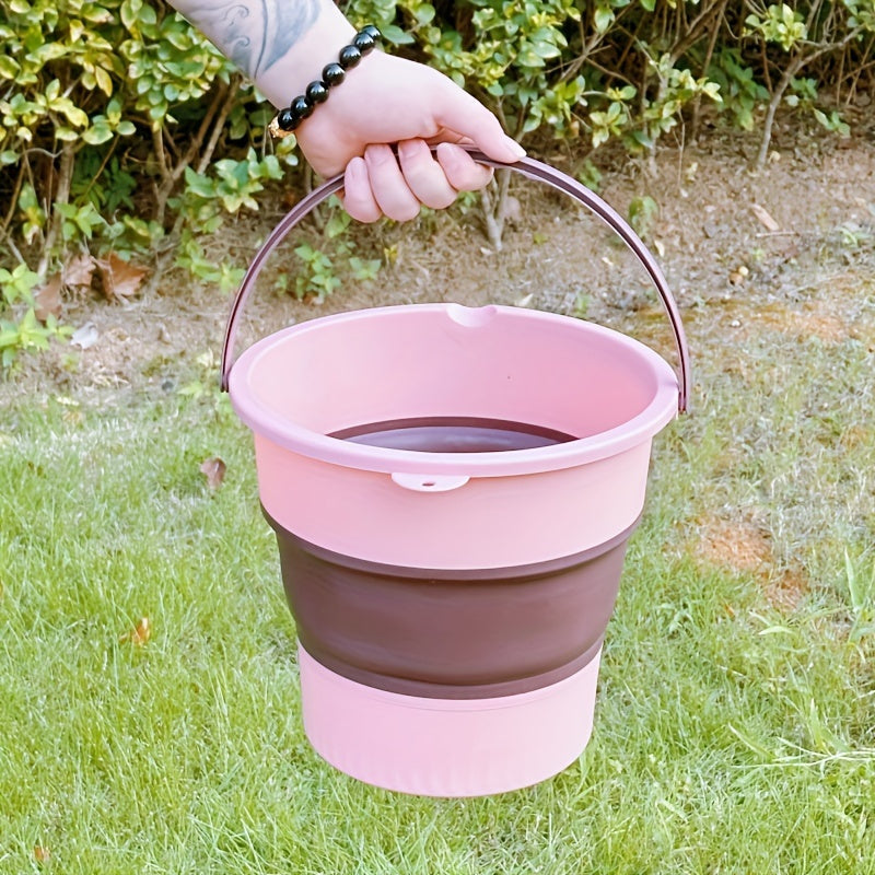 A Single Pack of a Foldable Portable Stretchable Water Bucket, Made of High-Quality Materials, Durable And Space-Saving, Perfect for Outdoor Fishing, Car Washing, And Foot Baths. This Portable Thickened Plastic Structure Is V