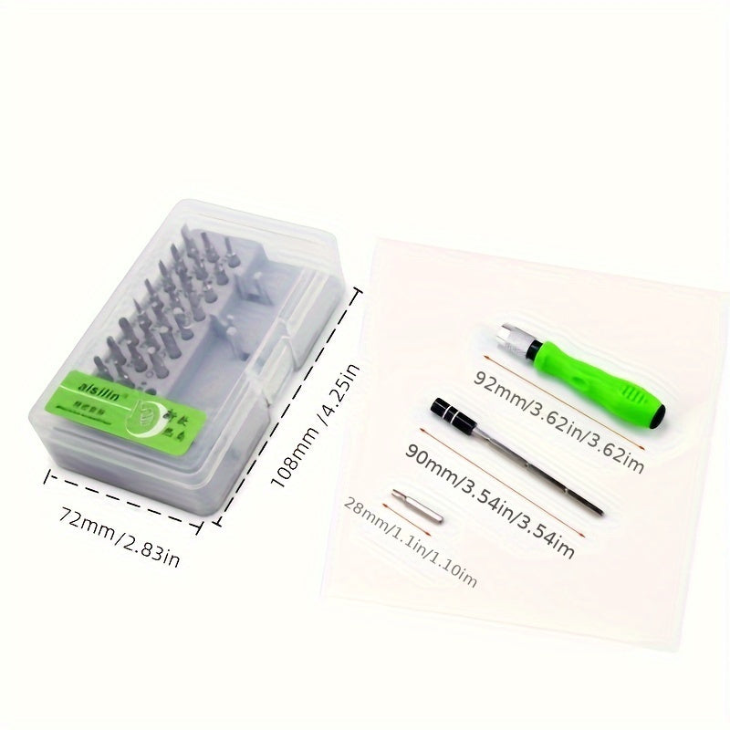 32-teiliges Präzisionsschraubendreher-Set – kompakte magnetische Kreuzschlitz- und Schlitzschraubendreher zur Reparatur von Fahrzeugen, Möbeln, Mobilgeräten, Kameras und Kleingeräten