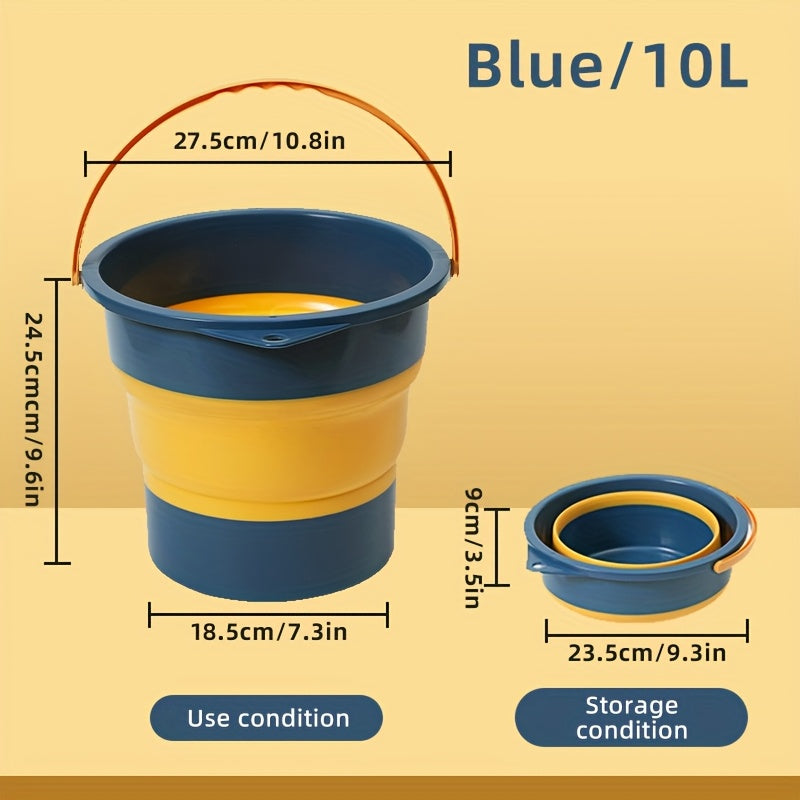 A Single Pack of a Foldable Portable Stretchable Water Bucket, Made of High-Quality Materials, Durable And Space-Saving, Perfect for Outdoor Fishing, Car Washing, And Foot Baths. This Portable Thickened Plastic Structure Is V