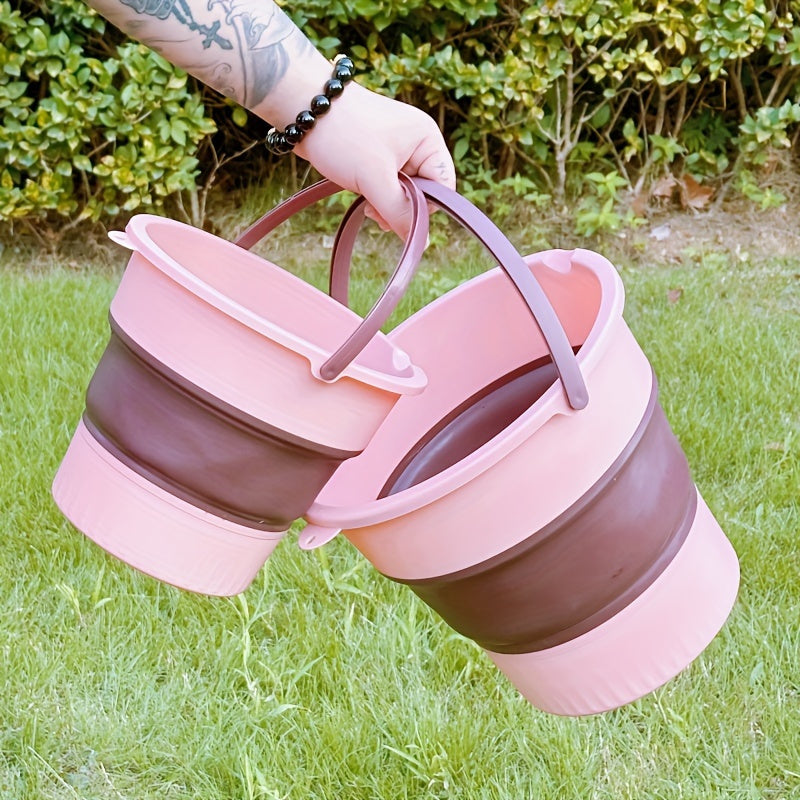 A Single Pack of a Foldable Portable Stretchable Water Bucket, Made of High-Quality Materials, Durable And Space-Saving, Perfect for Outdoor Fishing, Car Washing, And Foot Baths. This Portable Thickened Plastic Structure Is V
