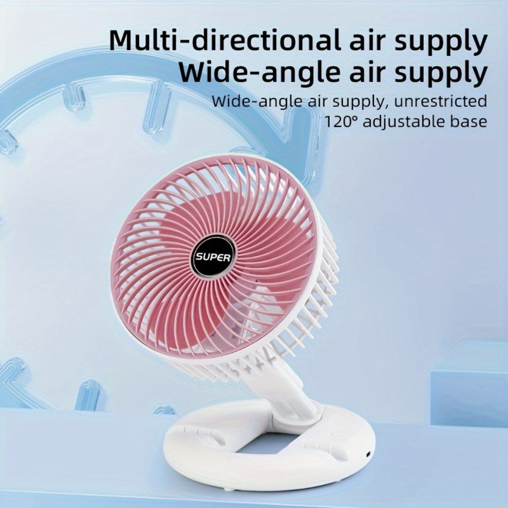 Tragbarer USB-Mini-Tischventilator mit U-förmigem Fuß und Lithiumbatterie – Leiser Betrieb, über USB aufladbarer Kühlventilator für drinnen/draußen, persönliches Kühlgerät für Nachttisch, Büro, Camping – USB-Ladeventilator, Knopfsteuerung