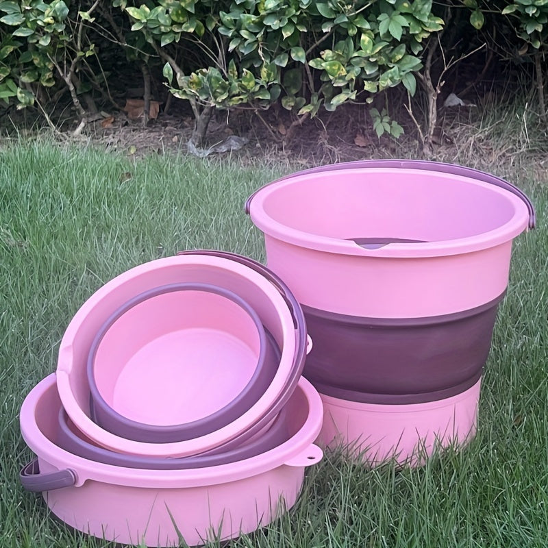 A Single Pack of a Foldable Portable Stretchable Water Bucket, Made of High-Quality Materials, Durable And Space-Saving, Perfect for Outdoor Fishing, Car Washing, And Foot Baths. This Portable Thickened Plastic Structure Is V
